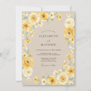 Honiggelbe Rosenhochzeit Einladung