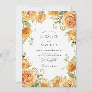 Honiggelber Rosenhochzeit-Blush Einladung
