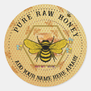 Honigglas-Aufkleber   Bienen- und Honigwaben-Imker Runder Aufkleber