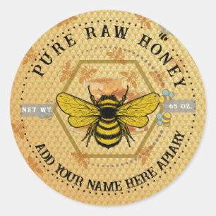 Honigglas-Aufkleber   Bienen- und Honigwaben-Imker Runder Aufkleber