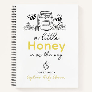 Honigglas & Bienen Weiße Babyparty-Gästebuch Notizbuch