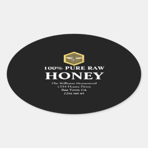 Honigglas Etikett   Honigbiene und Name des Bienen Ovaler Aufkleber