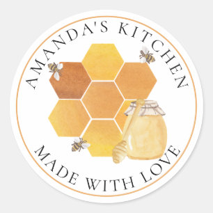 Honigglas Etiketten Honigbienen Honigwabe Bienen Runder Aufkleber