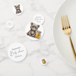 Honigglas und Teddy-Bären-Babydusche Konfetti