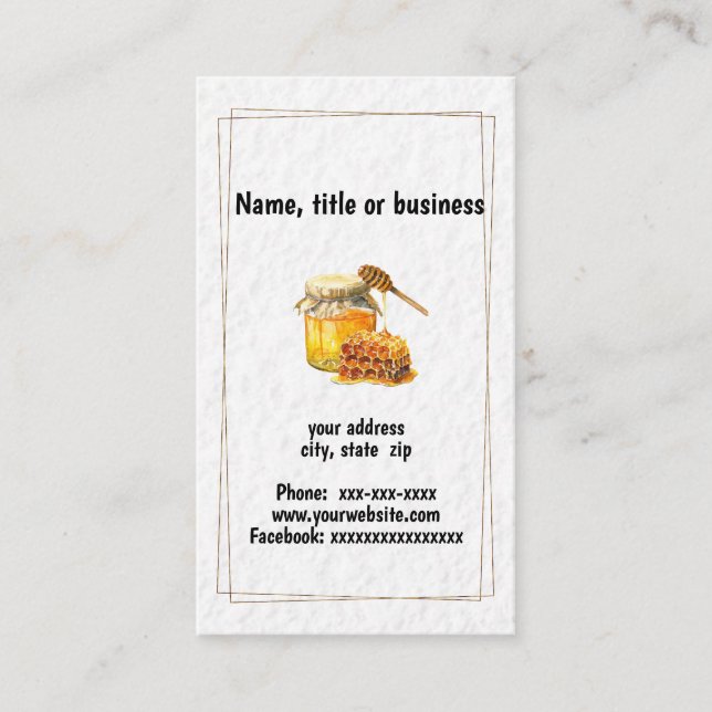 Honiggläser und Honigwaben Visitenkarte (Vorderseite)