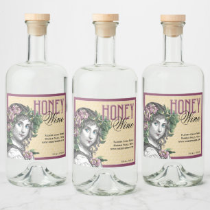 Honigkinderbienen und -Rose Alkoholflaschenetikett
