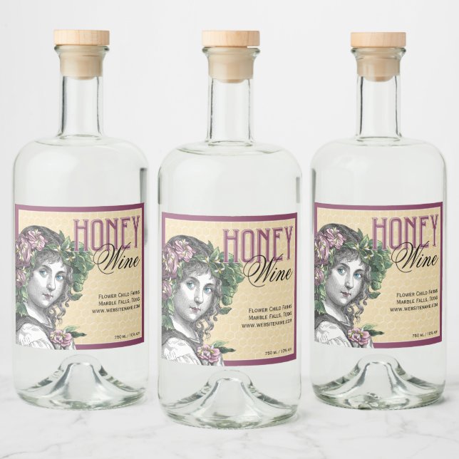Honigkinderbienen und -Rose Alkoholflaschenetikett (Flaschen)