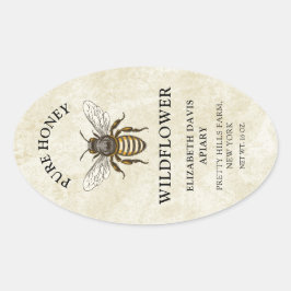 Honiglabel mit Vintager Honigbiene Ovaler Aufkleber