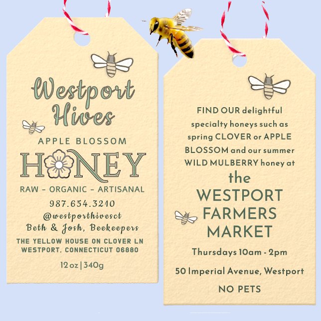 Honigmarke mit stilisierten Blume und niedlichen B Geschenkanhänger (Von Creator hochgeladen)