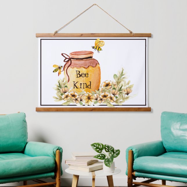 Honigtopf der Bienenart Wandteppich Mit Holzrahmen (Wohnzimmer)
