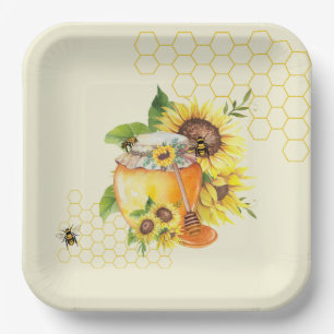 Honigtopf für Honigwaben und Bienen Pappteller