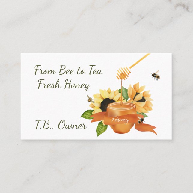 Honigtopf und Blume Fresh Honey Business Card Visitenkarte (Vorderseite)
