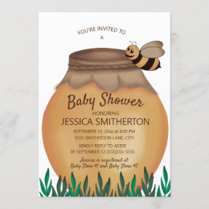 Honigtopf und Honigbiene Mädchen Junge Baby Shower Einladung