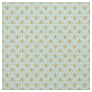 Honigwabe Aquamarin und Bienen Stoff