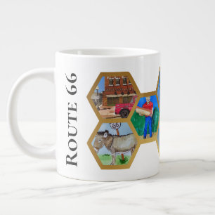 Honigwabe Collage Muster, Route 66 Amerika Jumbo-Tasse