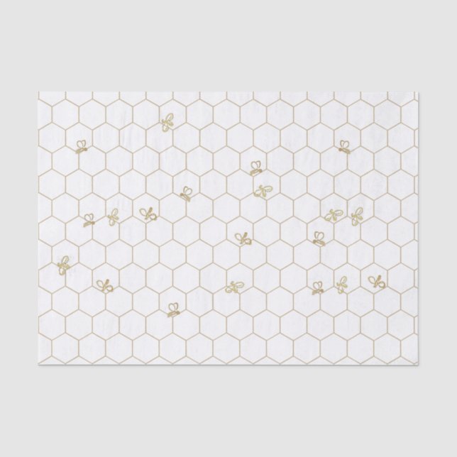 Honigwabe Gemustertes Gewebe mit kleinen Bienen Seidenpapier (Vorderseite)