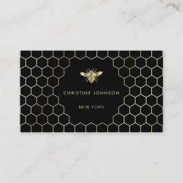 Honigwabe-Hexagons-Logo auf schwarz Visitenkarte