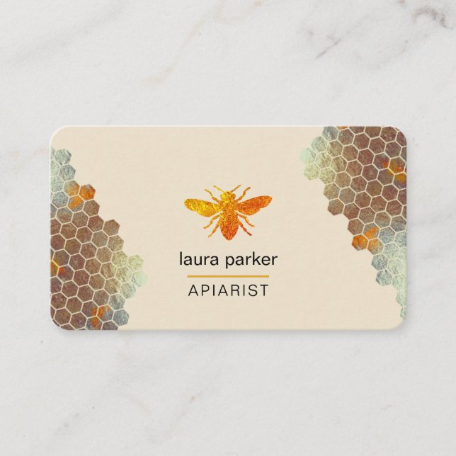 Honigwabe Honey Bee Apirarist Hexagons Beekeeper Visitenkarte (Vorderseite)