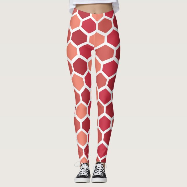 Honigwabe in Rottönen Leggings (Vorderseite)