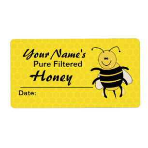 Honigwabe Personalisiert Honey Jar Label Cartoon B