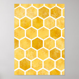 Honigwaben-Gelb-Biene-Kunstposter Poster