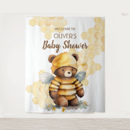 Honigwaben und Braunhonigteddy tragen Babydusche Wandteppich
