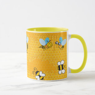 Honigwabenbäume und Cartoon Bee Ringer-Tasse Tasse