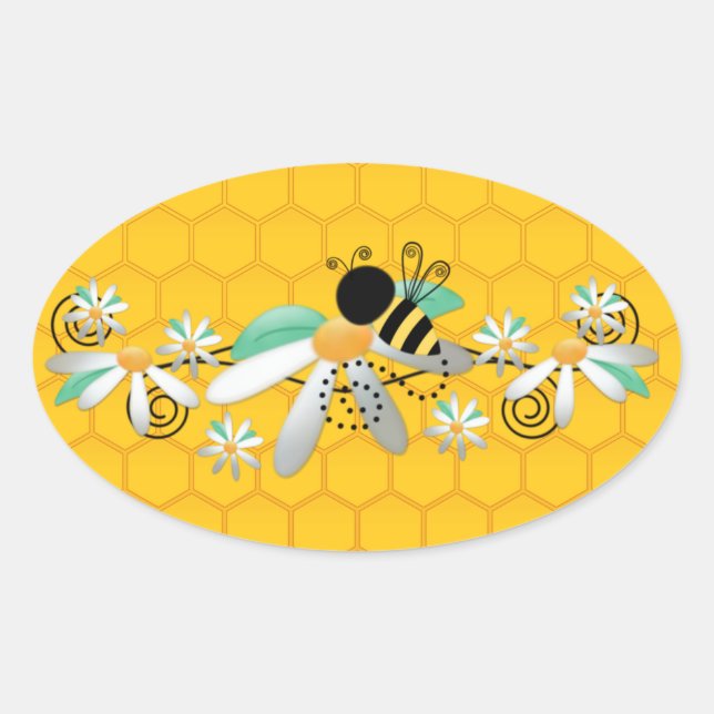 Honigwabenbienen und Milcherzeugnisse Ovaler Aufkleber (Vorderseite)
