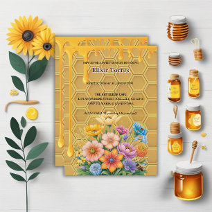 Honigwabendusche Honeybee Honey Tropfen Babydusche Einladung