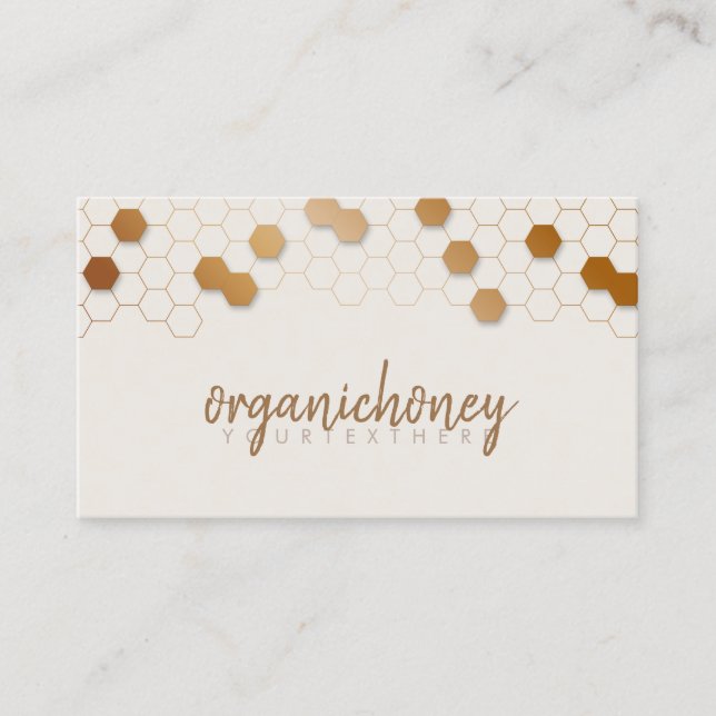 Honigwabenfarm Apiary Bio Beige Gold Visitenkarte (Vorderseite)