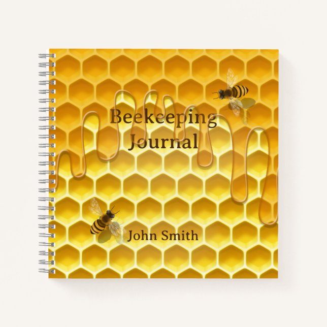Honigwabenkolben mit fliegenden Honigbienen Custom Notizbuch (Vorderseite)