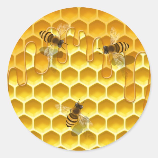 Honigwabenkolben mit Honigbienen - kundenspezifisc Runder Aufkleber (Vorderseite)