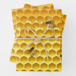 Honigwabenkraub und fliegende Honigbienen Geschenkpapier Set