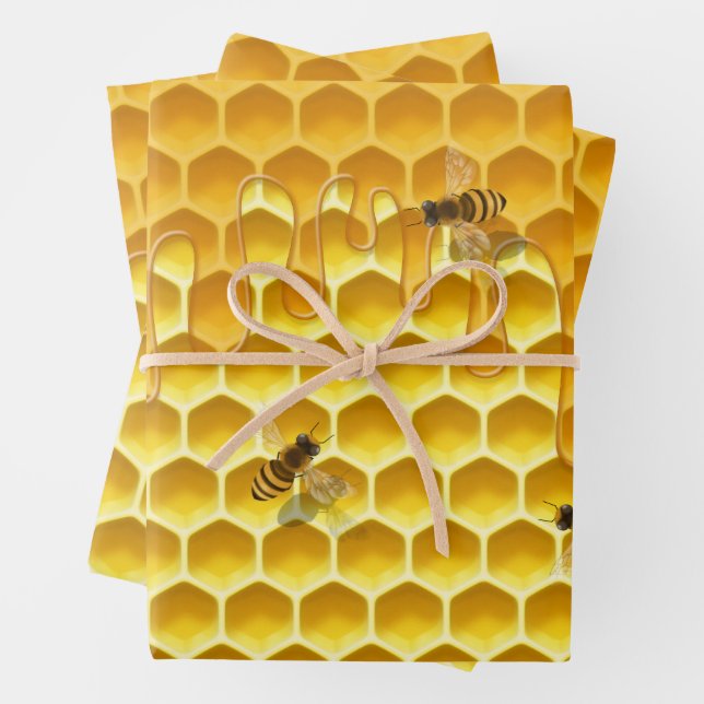Honigwabenkraub und fliegende Honigbienen Geschenkpapier Set (Beispiel)