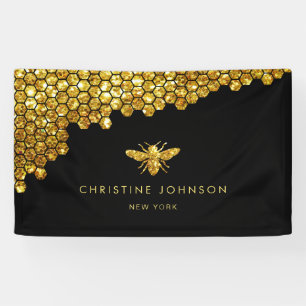 Honigwabenkrauben Imitate Goldbiene Glitzer Banner