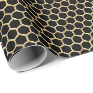 Honigwabenkraut Metallic Gold Black Beekeeper Honi Geschenkpapier