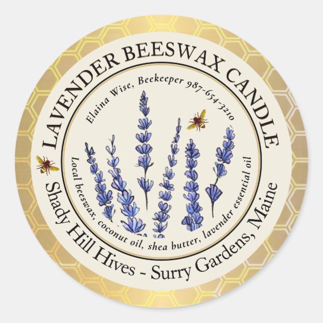 Honigwabenrüben-Lavendel Runder Aufkleber (Vorderseite)