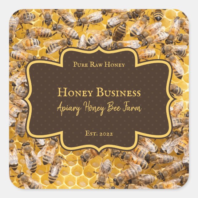 Honigwabenrübenbauernlogo Apiarist Quadratischer Aufkleber (Vorderseite)