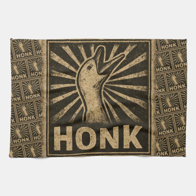 Honk Goose Funny Duck Chicken Meme Geschirrtuch (Horizontal)