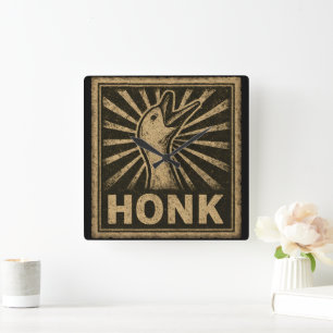 Honk Goose Funny Duck Chicken Meme Quadratische Wanduhr