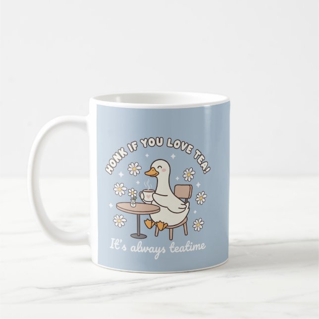 Honk If You Love Tea Cute Goose Mug (Gauche)