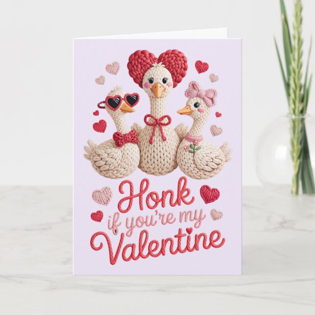 Honk If Youre My Valentine Funny Goose Karte (Vorderseite)