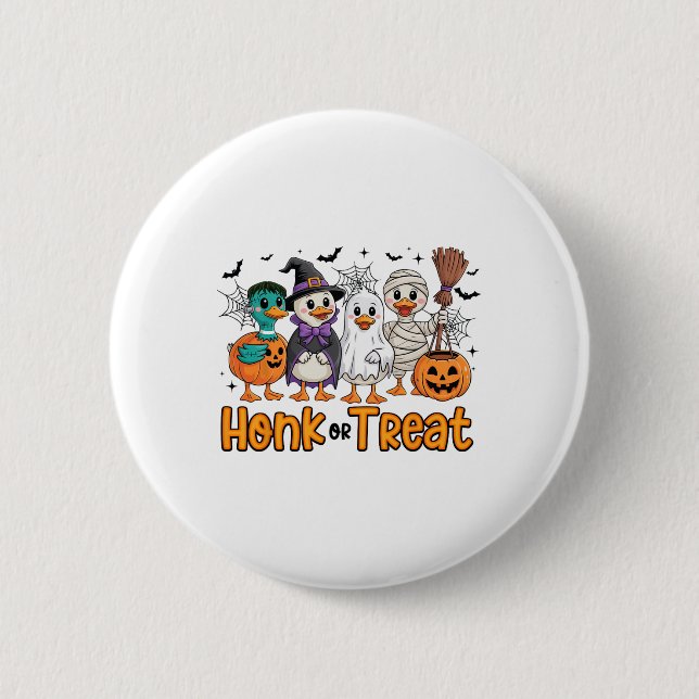 Honk oder Treat Lustiges Gänse-Halloween-Kostüm Gr Button (Vorderseite)
