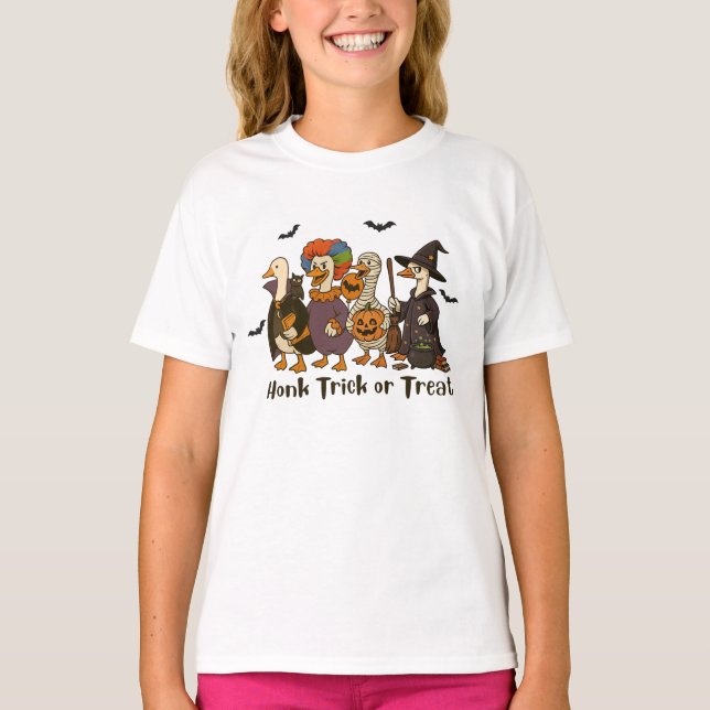 Honk Trick oder Treat Halloween-Goose-Kostüm T-Shirt (Vorderseite)