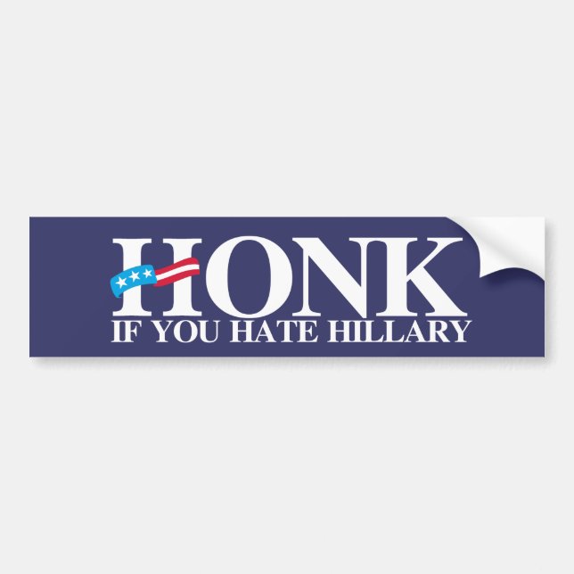 Honk, wenn Sie Hillary - Anti-Hillary - Weiß Autoaufkleber (Vorne)