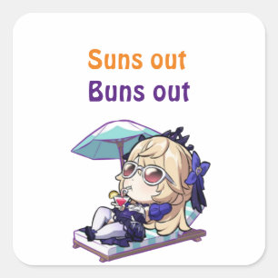 Honkai Star Rail. Sonne raus, Brötchen raus  Quadratischer Aufkleber