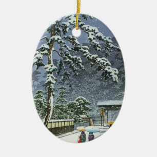 Honmonji Tempel im Schnee - Kawase Hasui 川瀬巴 Keramikornament