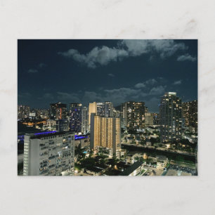 Honolulu bei Nacht Oahu Hawaii Stadtfotografie Postkarte