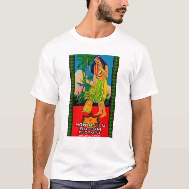 Honolulu-Besenstiel LabelHonolulu, HI T-Shirt (Vorderseite)