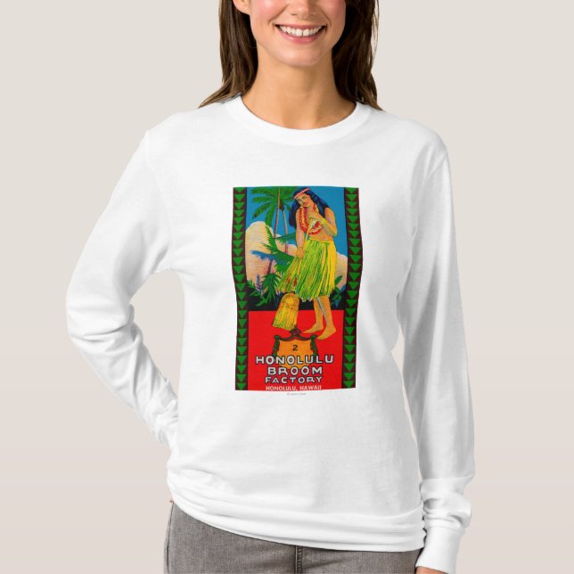 Honolulu-Besenstiel LabelHonolulu, HI T-Shirt (Vorderseite)